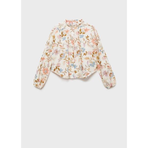 Mango Floral-Print Cotton Blouse - 2 - Ecru - Picture 1 of 6
